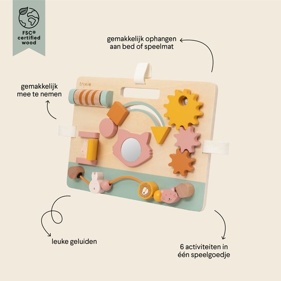 Trixie houten activiteitenpaneel - Mrs. Cat - 6m+ - FSC hout - Leuk als Kraamcadeau van Trixie — afbeelding 3