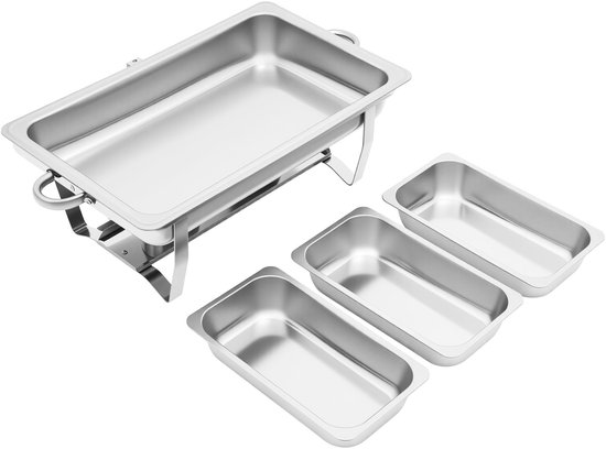 Rvs Chafer Met Deksel Roll Top Chafing Schotel Voedselwarmer Kit Voor Partijen Buffetten Banketten Diners — afbeelding 3