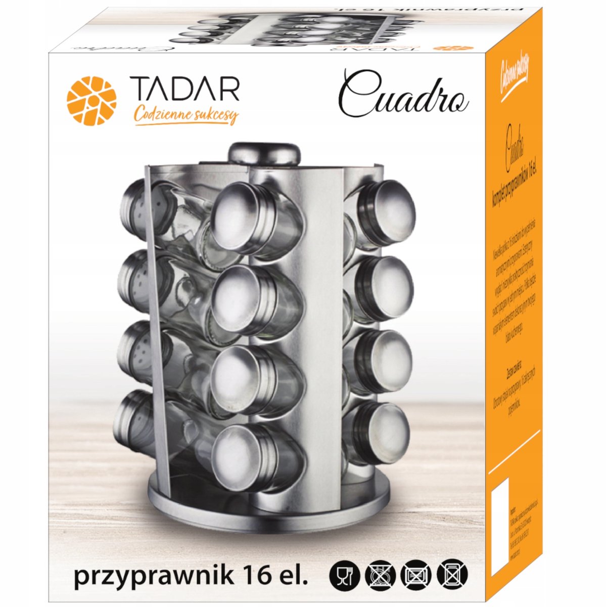 Tadar Cuadro Kruidenrek 16 Potjes Draaibaar - Zilver