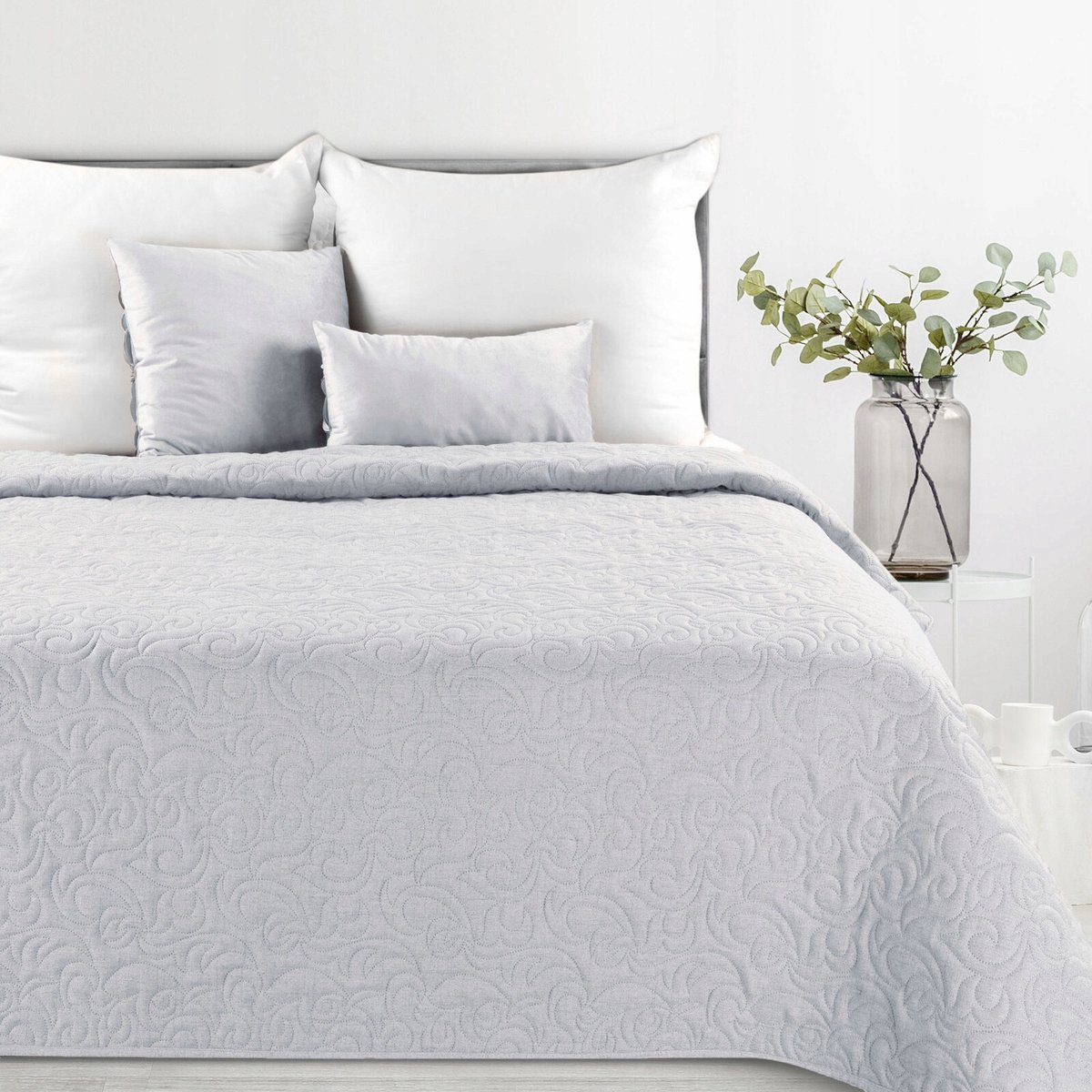 Narzuta 220x240cm Pikowana Srebrna - Decoratieve sprei