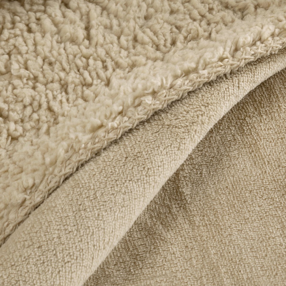 Zachte microvezel plaid teddy 150x200 cm, lichtbeige