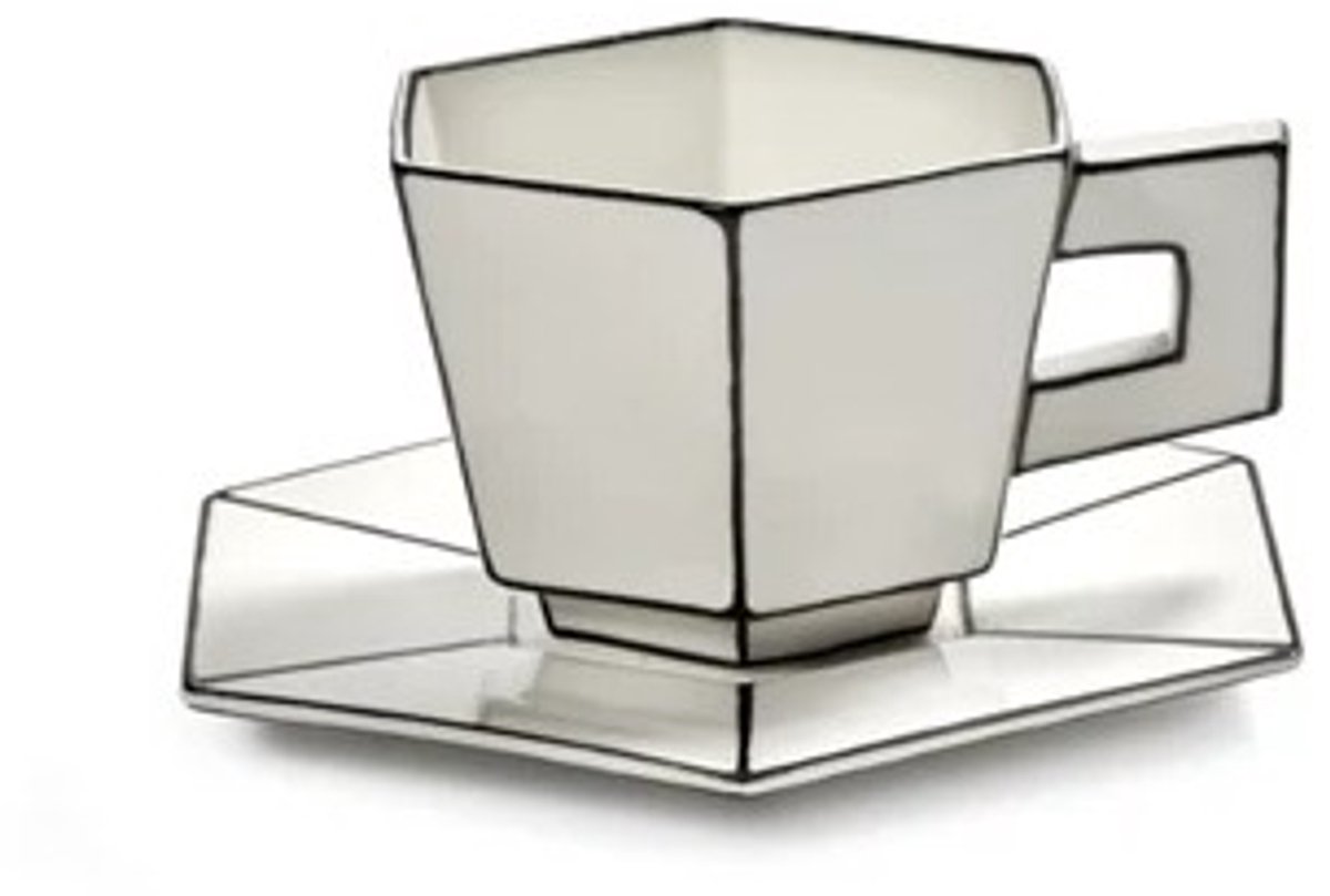 Serax Annebet Philips Carte Blanche cappuccino kop + schotel 220ml wit / zwart (set van 2)
