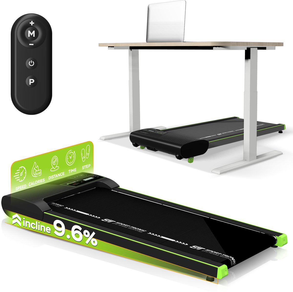 Turbotronic Loopband ST-510 6 km/u Inklapbaar Zwart/Groen - Turbotronic - €149,95
