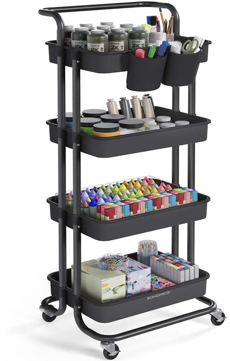 Trolley – 4 niveaus – Zwart