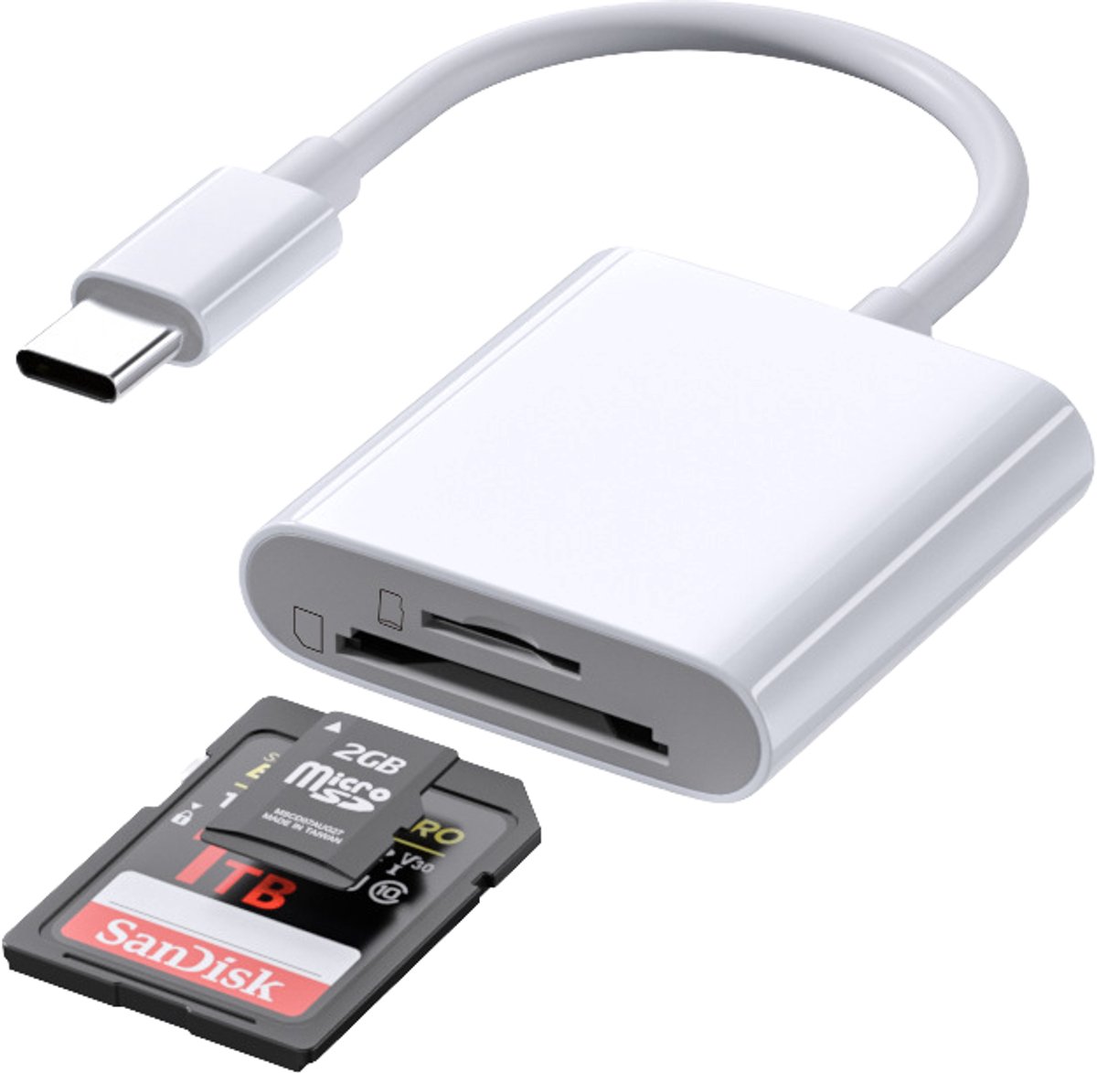 Jumalu 2-in-1 SD Kaartlezer – USB-C Aansluiting – Compatibel met MicroSD & SD – Voor Telefoon, Tablet & PC – Plug and Play
