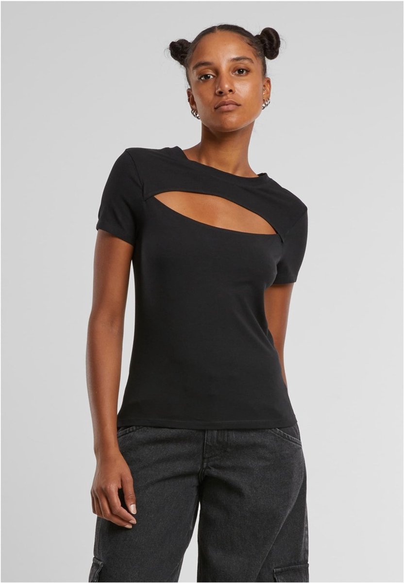 Urban Classics Short Cut-Out Dames T-shirt – M Zwart