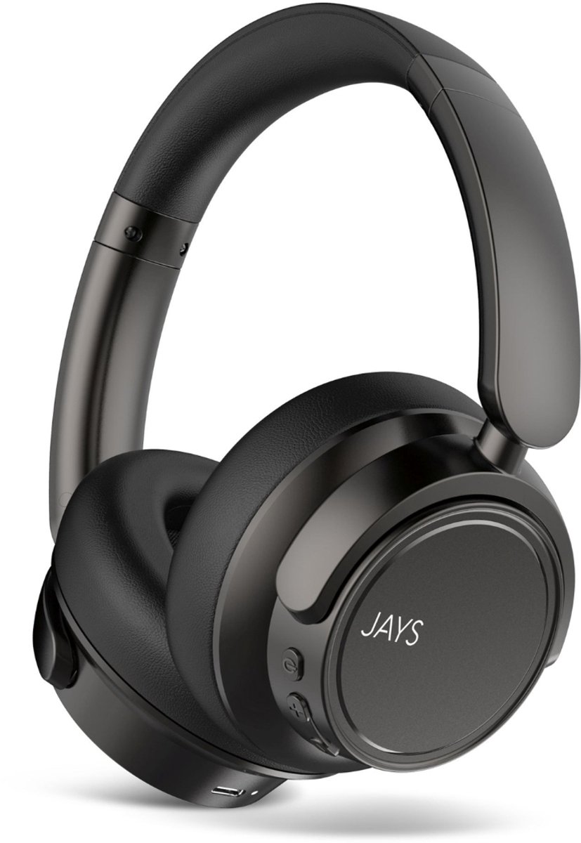 JAYS q-Nine Draadloze Koptelefoon – Bluetooth 5.0 – Active Noise Cancelling (ANC) – Environmental Noise Cancelling (ENC) – 40 Uur Luistertijd – Comfortabele Over-Ear Hoofdtelefoon – Helder Geluid & Draagbaar – Zwart