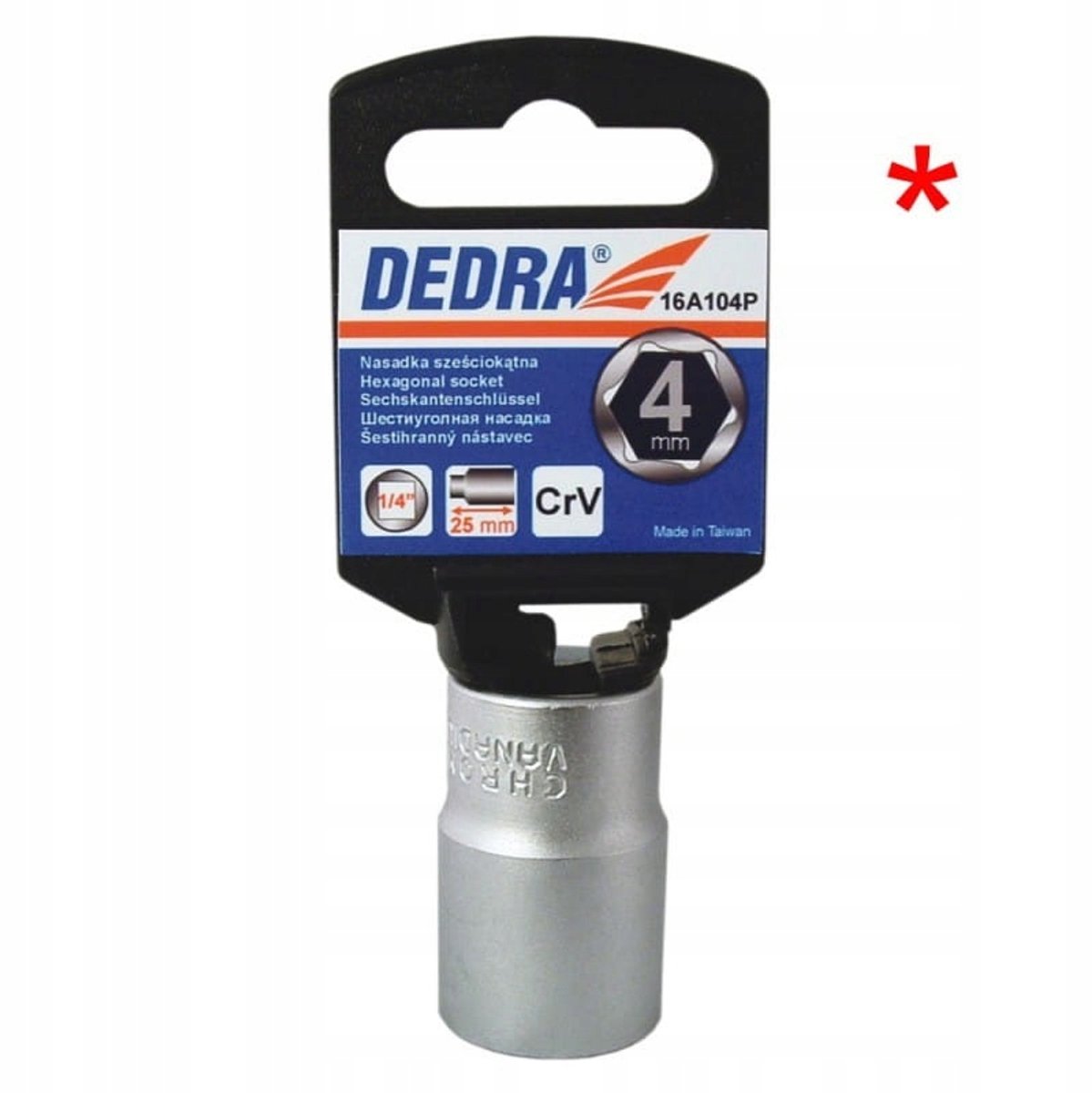 DEDRA 6 mm 1/4"""" zeshoekige dop met ring