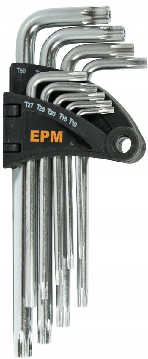 9-delige Torx Stiftsleutelset T10-T50, Chroom-Vanadiumstaal
