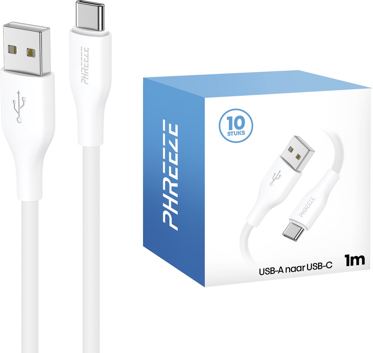 Multipack usb naar usb C kabels 1m - Charging cables - 10 pack