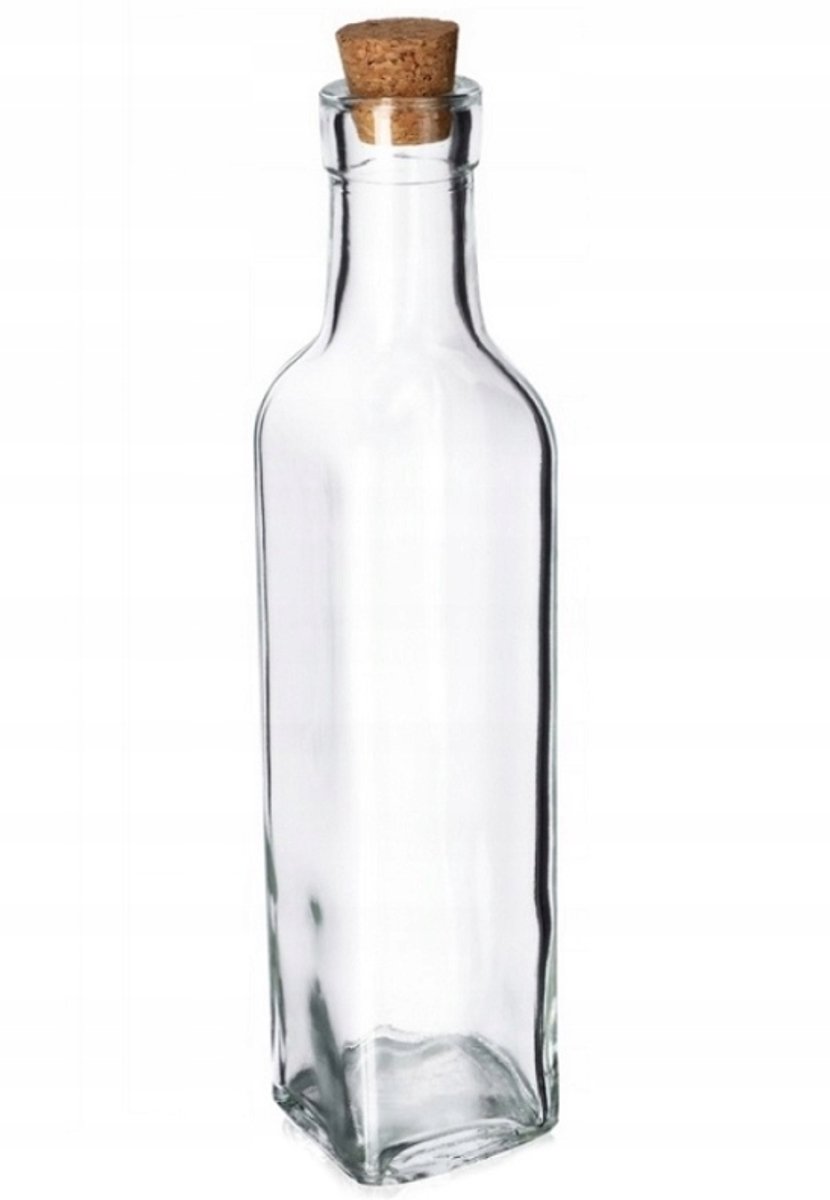 Glazen Fles 250 ml met Kurk voor Olie en Azijn