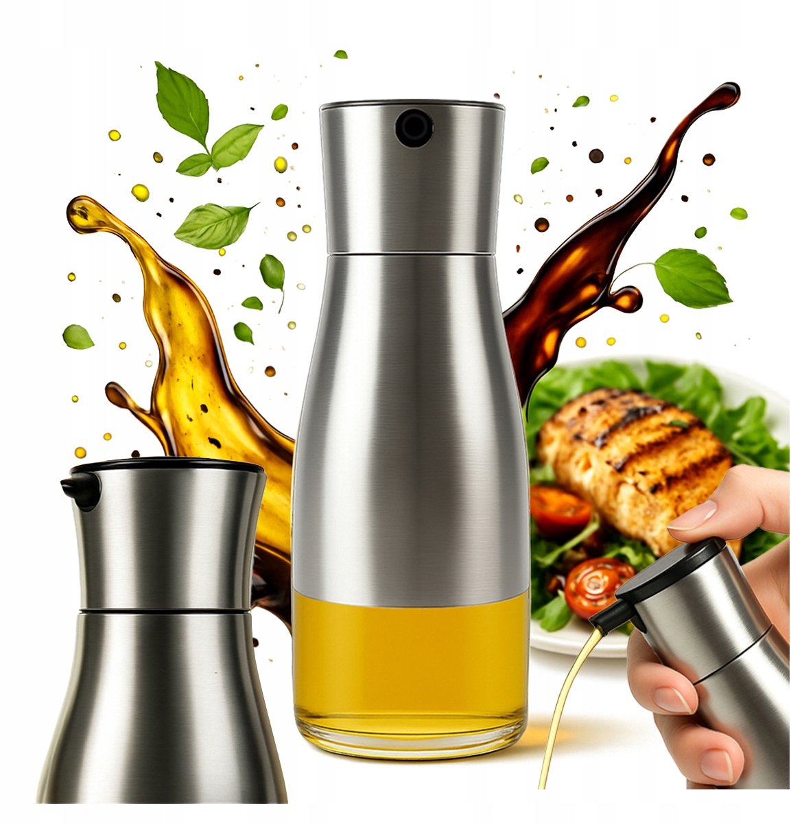 Glazen Olie Azijn Fles 320ml met Metalen Dop - Stijlvol en Functioneel