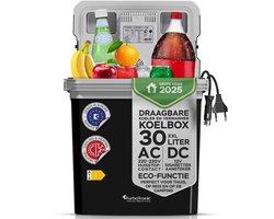 TurboTronic EC30 Elektrische Koelbox voor Auto en Camping – Koelbox Elektrisch met Verwarmingsfunctie – 12v 230 Volt – 30L – Zwart