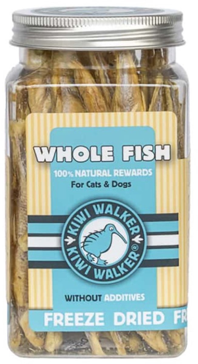 Kiwi walker - honden en katten snack - Whole fish - gevriesdroogd - 100% natuurlijke beloning - geen additieven - 70 gr