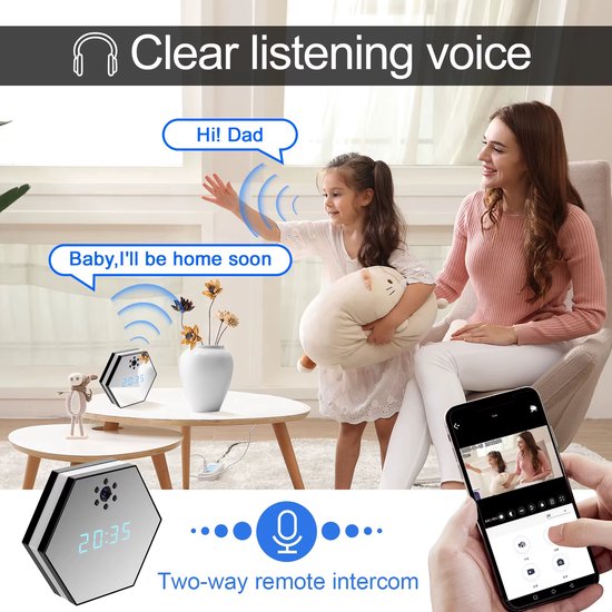 Draadloze binnenhuiscamera met HD nachtzicht - wifi beveiligingscamera voor mobiel, extern netwerk, live bewaking, baby- en huisdiermonitoring van Merkloos — afbeelding 4