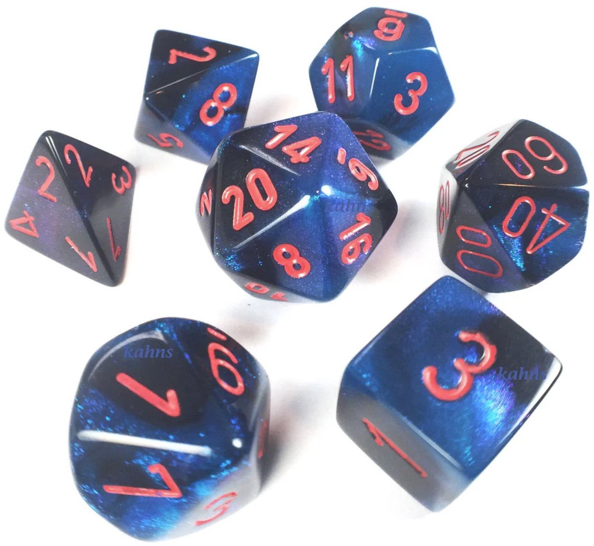 Chessex Gemini Zwart-Starlood/rood Polydice Dobbelsteen Set (7 stuks)