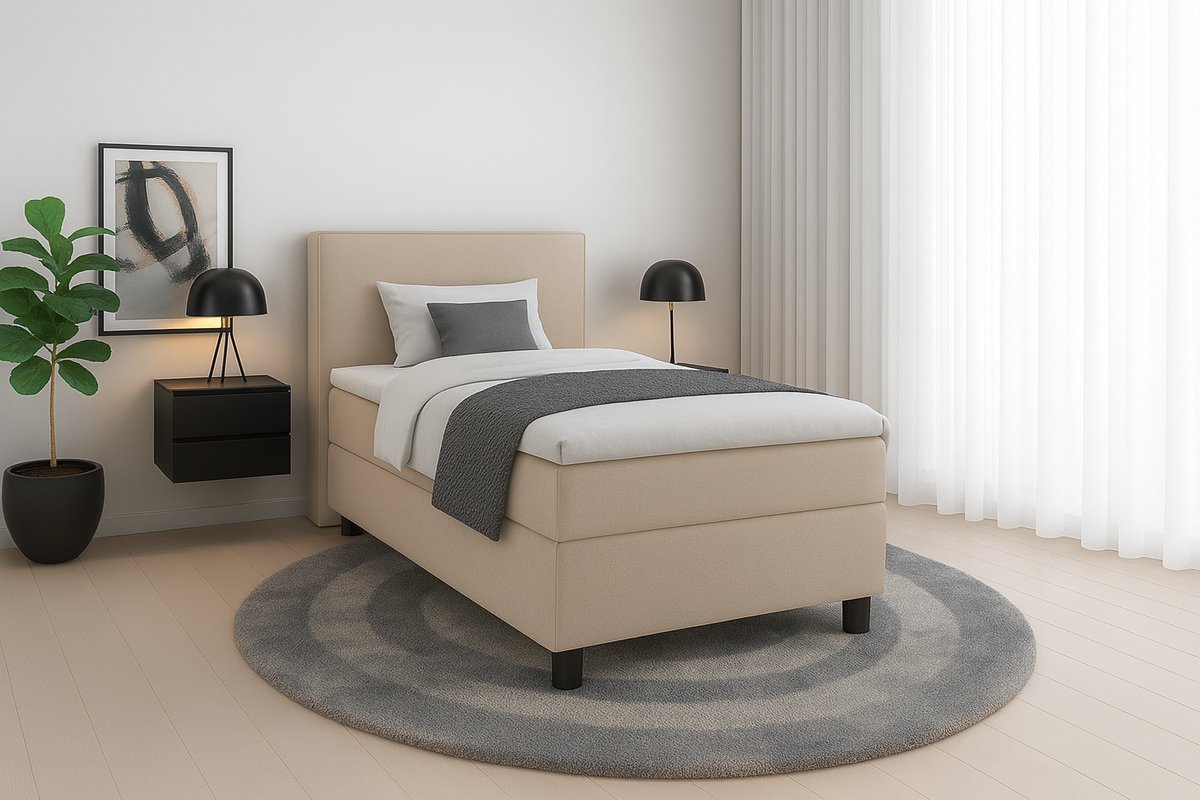 Boxspring DreamLux - 90x200 Compleet - Beige Glad - - Boxspring - €399,00