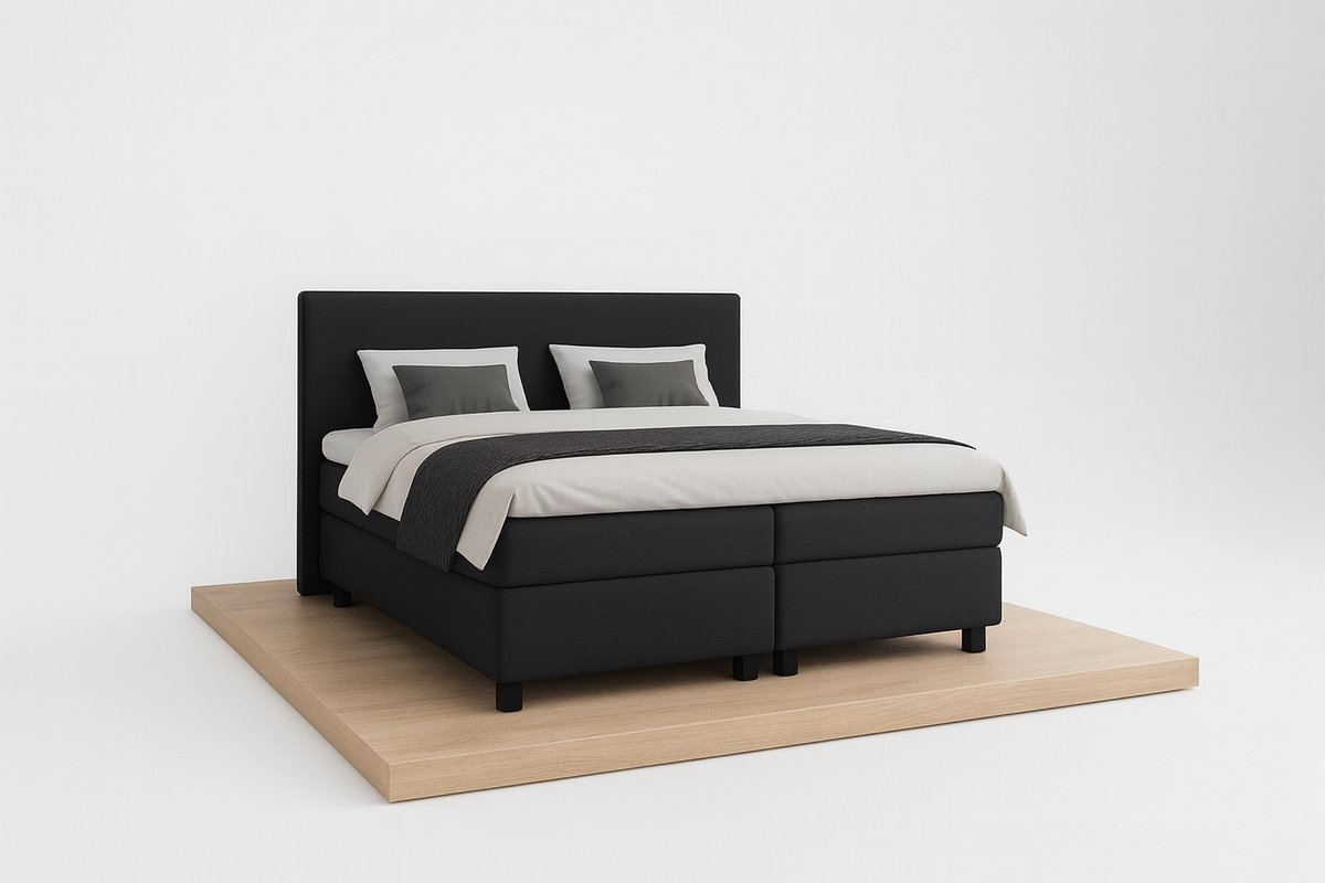 Boxspring DreamLux - 140x210 Compleet - Zwart Glad - BalBedden