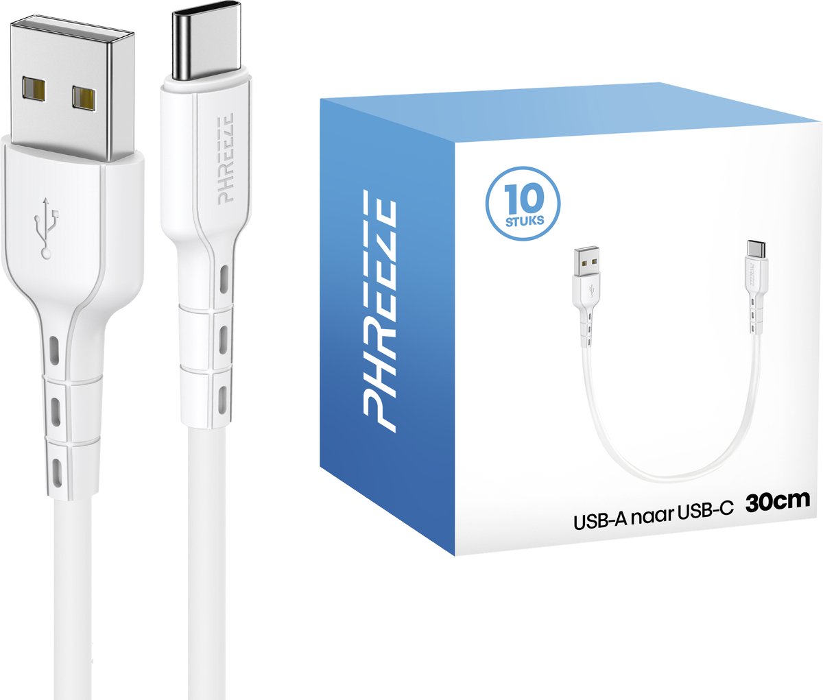 Grootverpakking usb kabels - Usb C naar usb A kabel - 10 stuks - 30cm kort