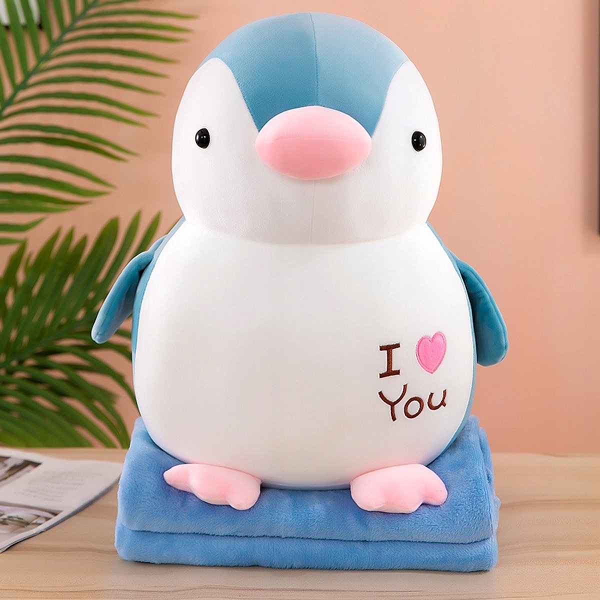 Knuffel Penguin Pluche met Dekentje - 3-in-1 Speelgoed & Comfort