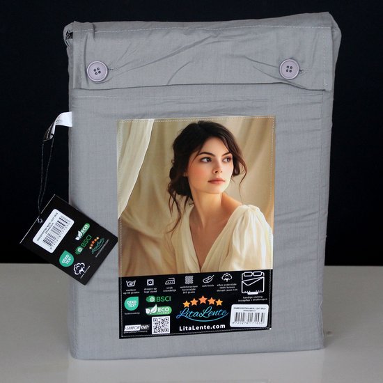 Housse de couette gaufrée – LitaLente Gris clair – 100 % Katoen – Luxe et respirante – Comprend 2 Taies d'oreiller 60 x 70 cm – Qualité hôtelière – Infroissable et résistante – Convient aux Dekbed de 240 x 220 cm