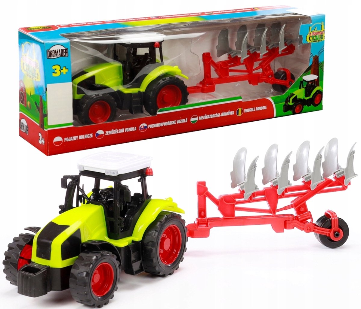 Dromader Traktor met Aanhanger - Duw & Rij Speelgoed