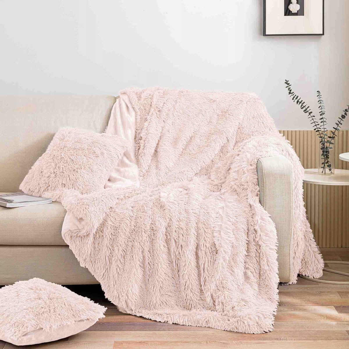 Yeti Plaid 200x220cm - Zacht & Dik - Crème Kleur - Polyester