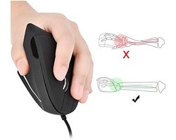 Linkshandige verticale muis, ergonomische bedrade optische gamingmuis met 6 knoppen, 1600 DPI, geschikt voor gamers en programmeurs