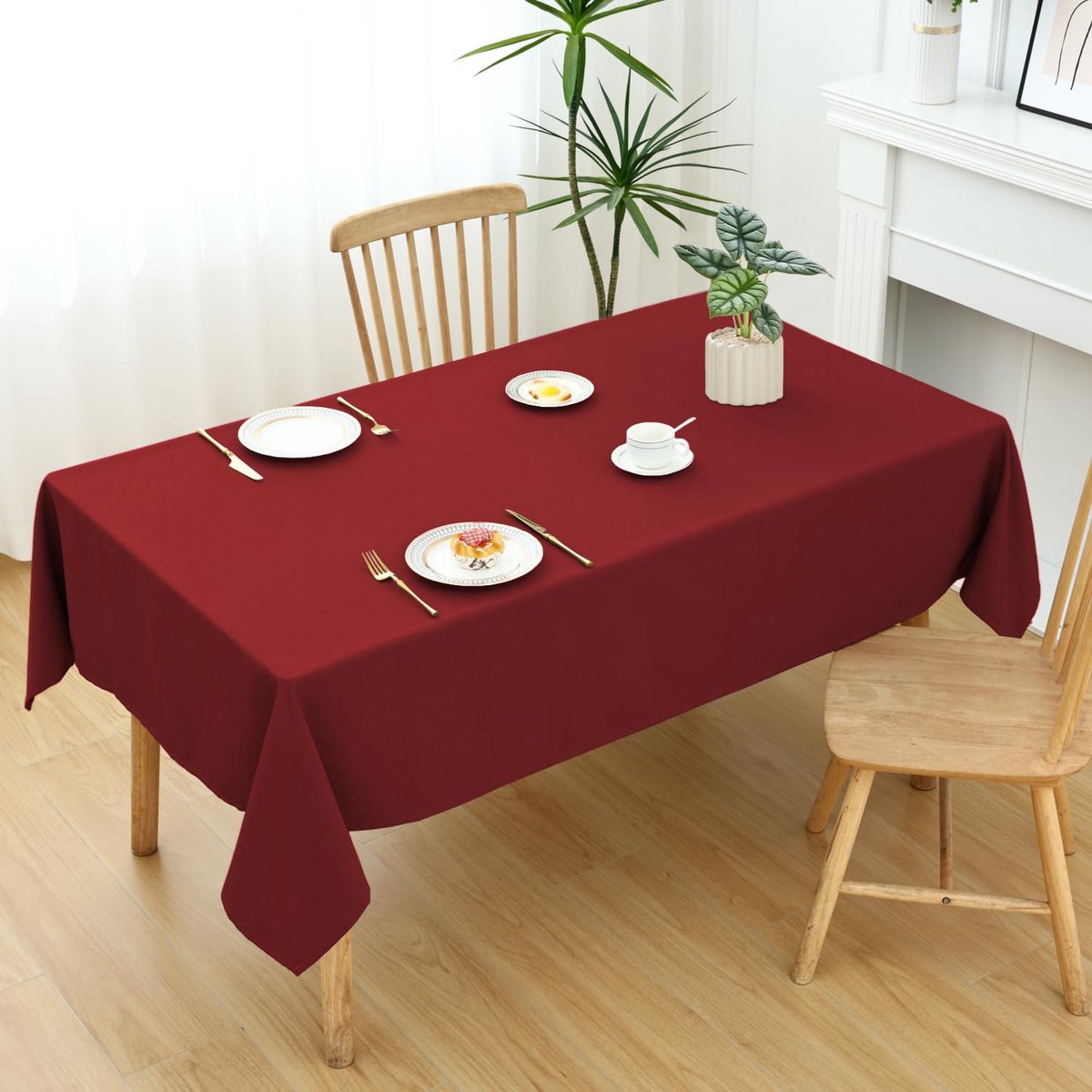 Ibenzoa® Waterafstotend rood tafelkleed met linnenlook voor elke gelegenheid