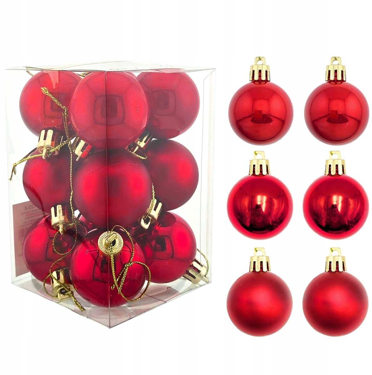 Kerstballen Rood 12 stuks 4cm - Onbreekbaar en Decoratief