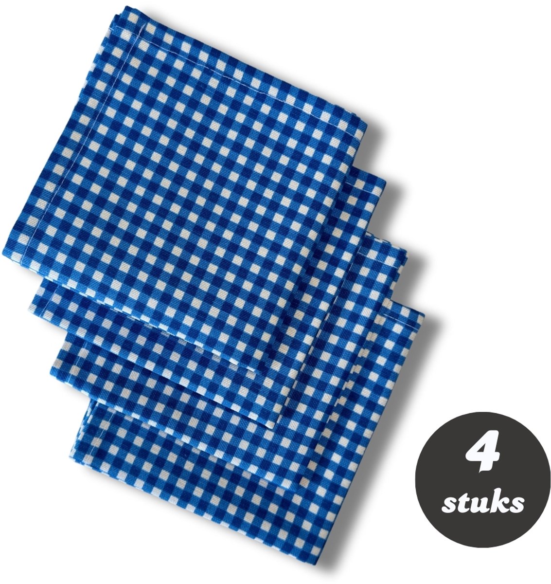Tavas Servetten - 30 x 30 cm - Set van 4 stuks - Blauw Geruit - Katoen - Tafeldecoratie