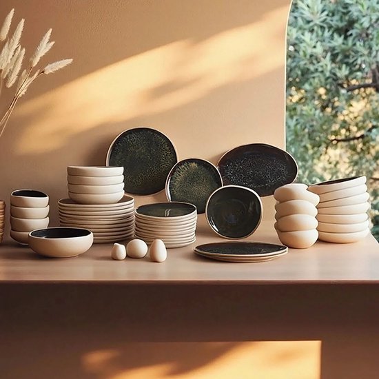 Ensemble de vaisselle Karaca Earth 55 pièces pour 12 - Blanc