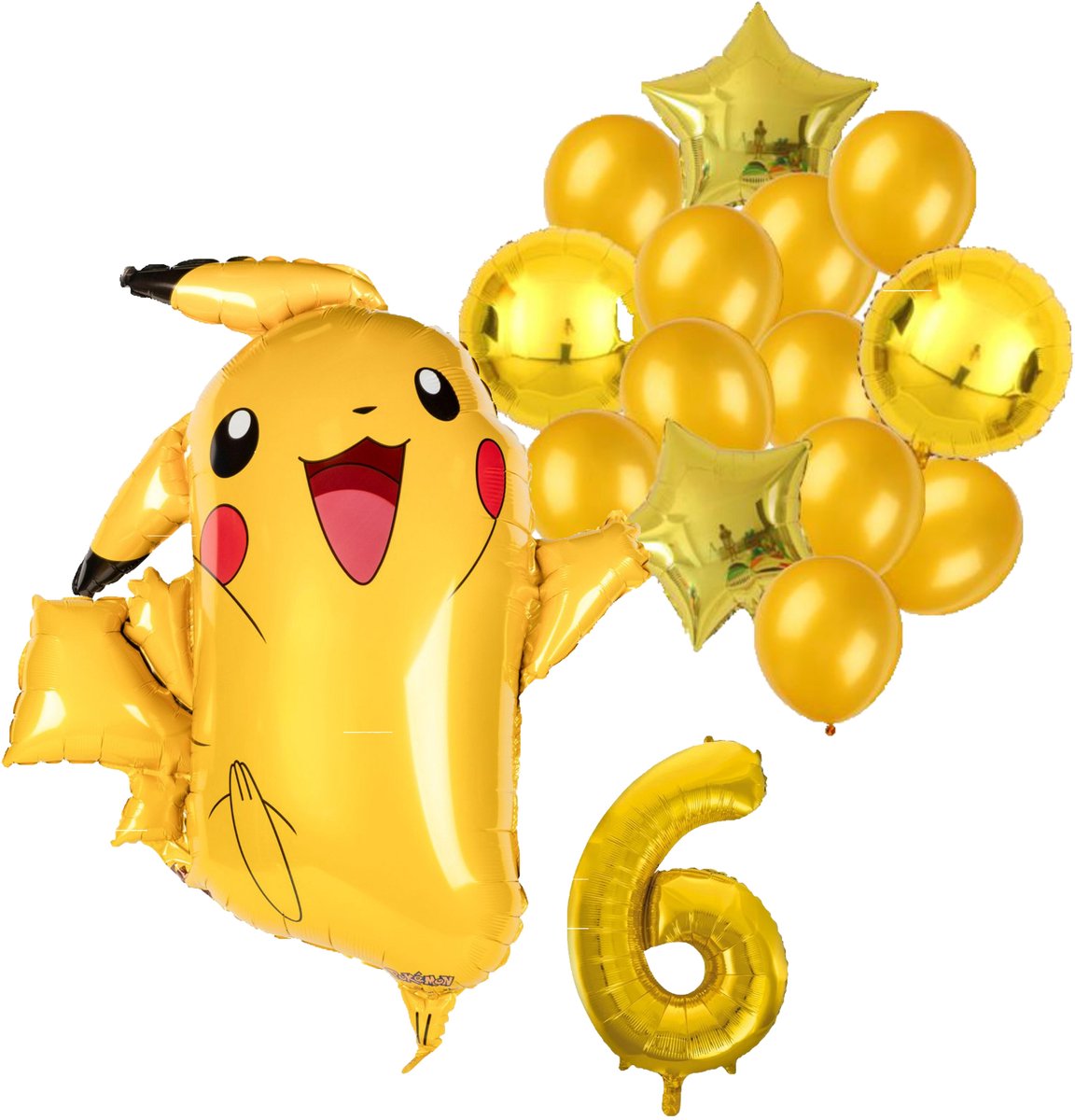 Pokemon ballon set - 62x78cm - Folie Ballon - Pokemon - Pikachu - Themafeest - 6 jaar - Verjaardag - Ballonnen - Versiering - Helium ballon