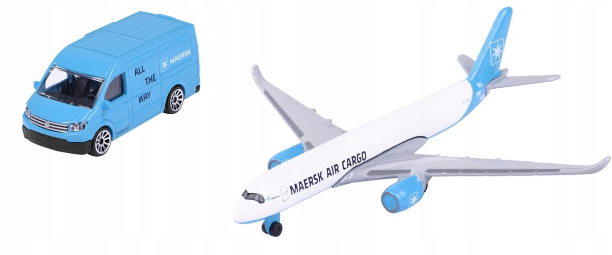 Majorette Volkswagen Crafter 1:64 & Maersk Vliegtuig