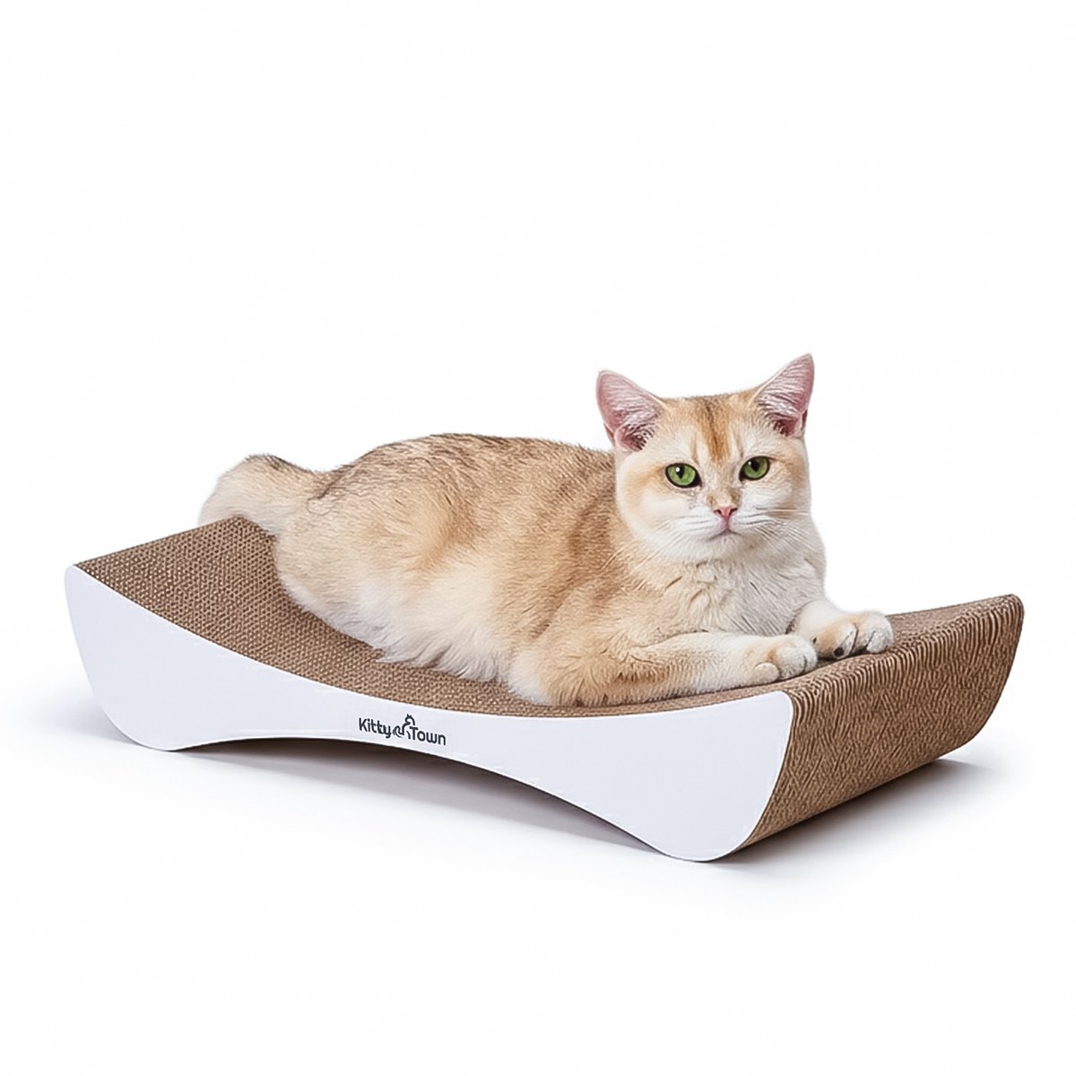 Kitty Town Mia Small – Krabkarton Sofa Krabplank Kat - Wit - Krabmeubel - Krabplank - Krabmat - Krabpaal karton - 50x10x24cm