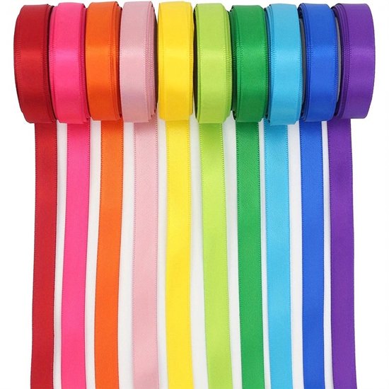 Vitalizart Groene & Roze Serie Satijnen Lint voor Knutselen 0,95 cm x 45,7 m (5 rollen * 9,14 m), Dubbelzijdig Stoffen Lint Groene & Roze voor Cadeauverpakking, Bruidsboeketten & Feestdecoratie