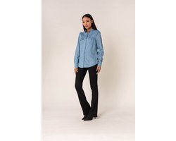 Nina Carter | Blouse | Blauw - Light Blue| Denim spijkerblouse | S