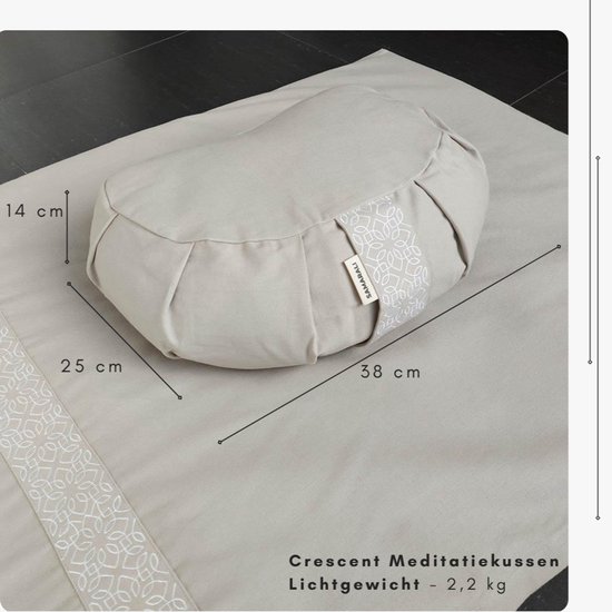 Samarali Bosgroen Halve Maan Yoga Kussen - Ergonomisch Ontwerp, GOTS Eco Katoen, Boekweitvulling, 34x20x17 cm van Samarali — afbeelding 3