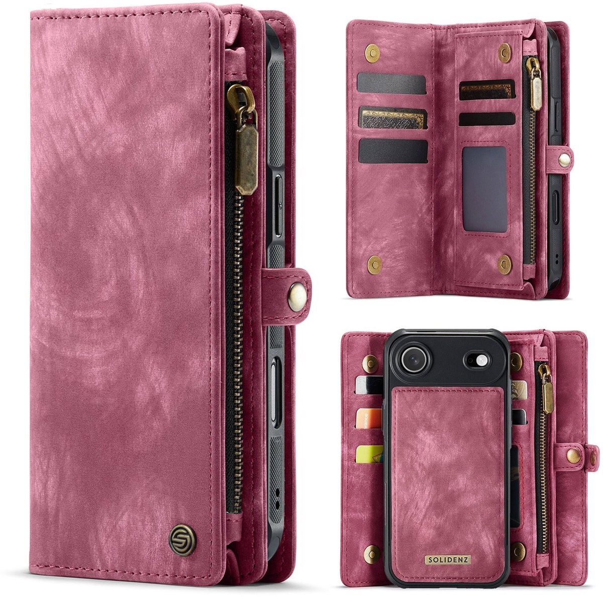 Solidenz Hoesje - Geschikt voor Apple iPhone Air - Urban Wallet - Rood