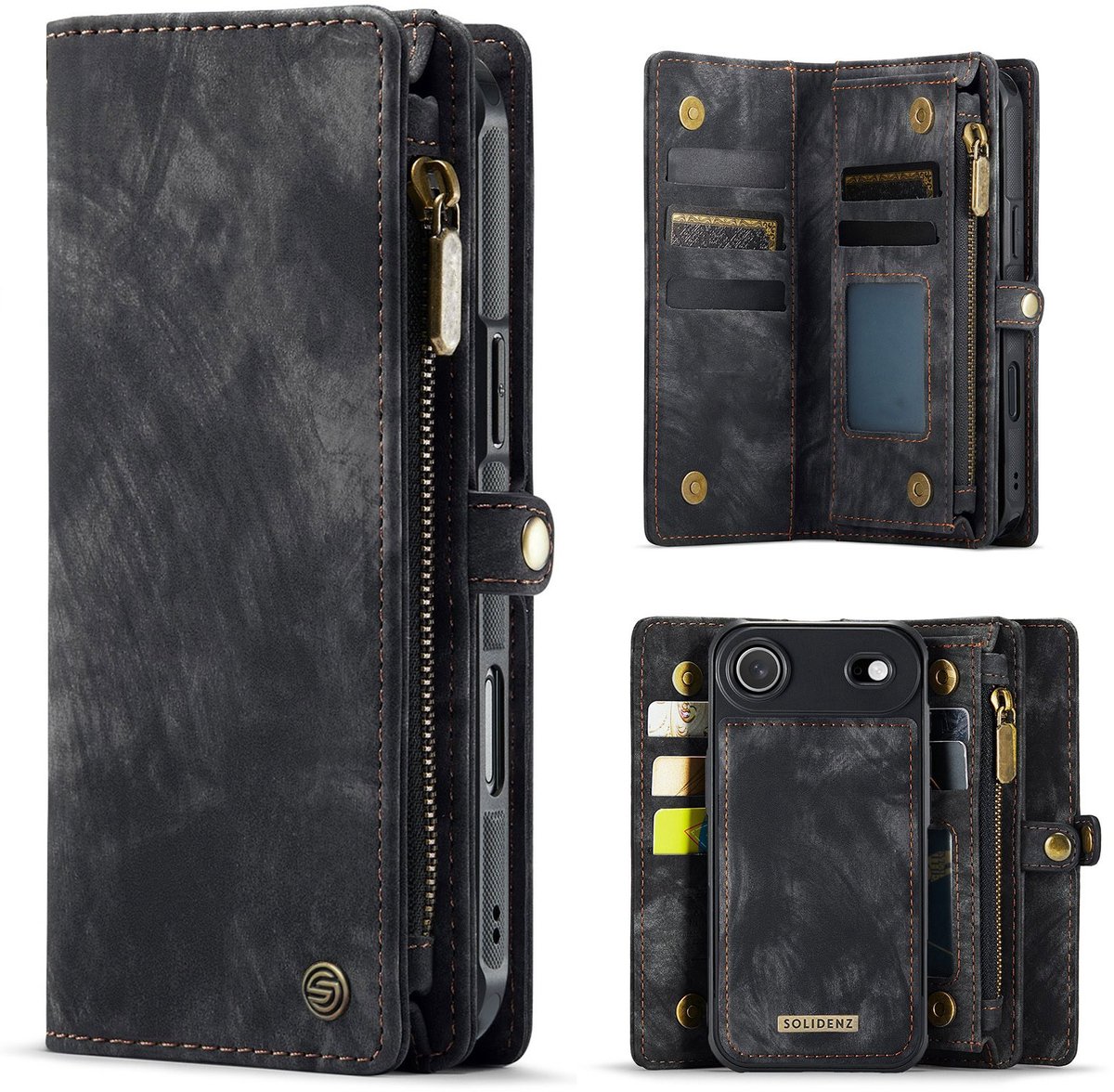 Solidenz Hoesje - Geschikt voor Apple iPhone Air - Urban Wallet - Zwart