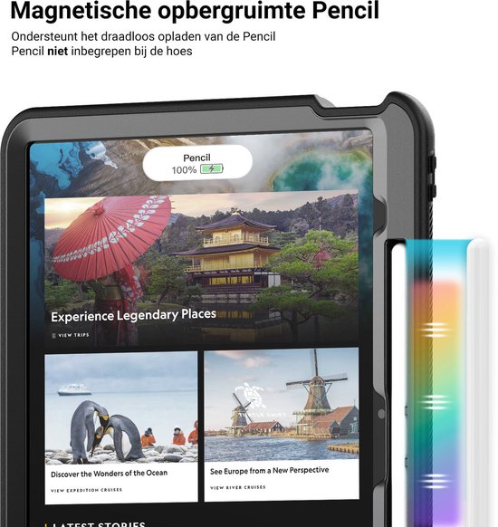 Étui Turtle Shift Perfect Grip iPad Air 6 M2 avec protection d'écran - 13 pouces (2024) - Noir