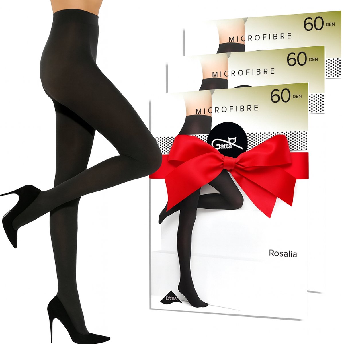 GATTA - Panty Dames - 60 DEN - Maat M - Microfibre - Rosalia - Zwart - (3 stuks)