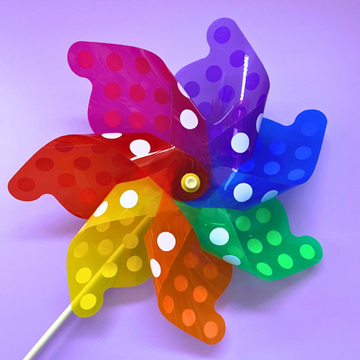 Grote windmolen 60 cm doorsnede 110 cm lang Doorzichtig met polka Dots