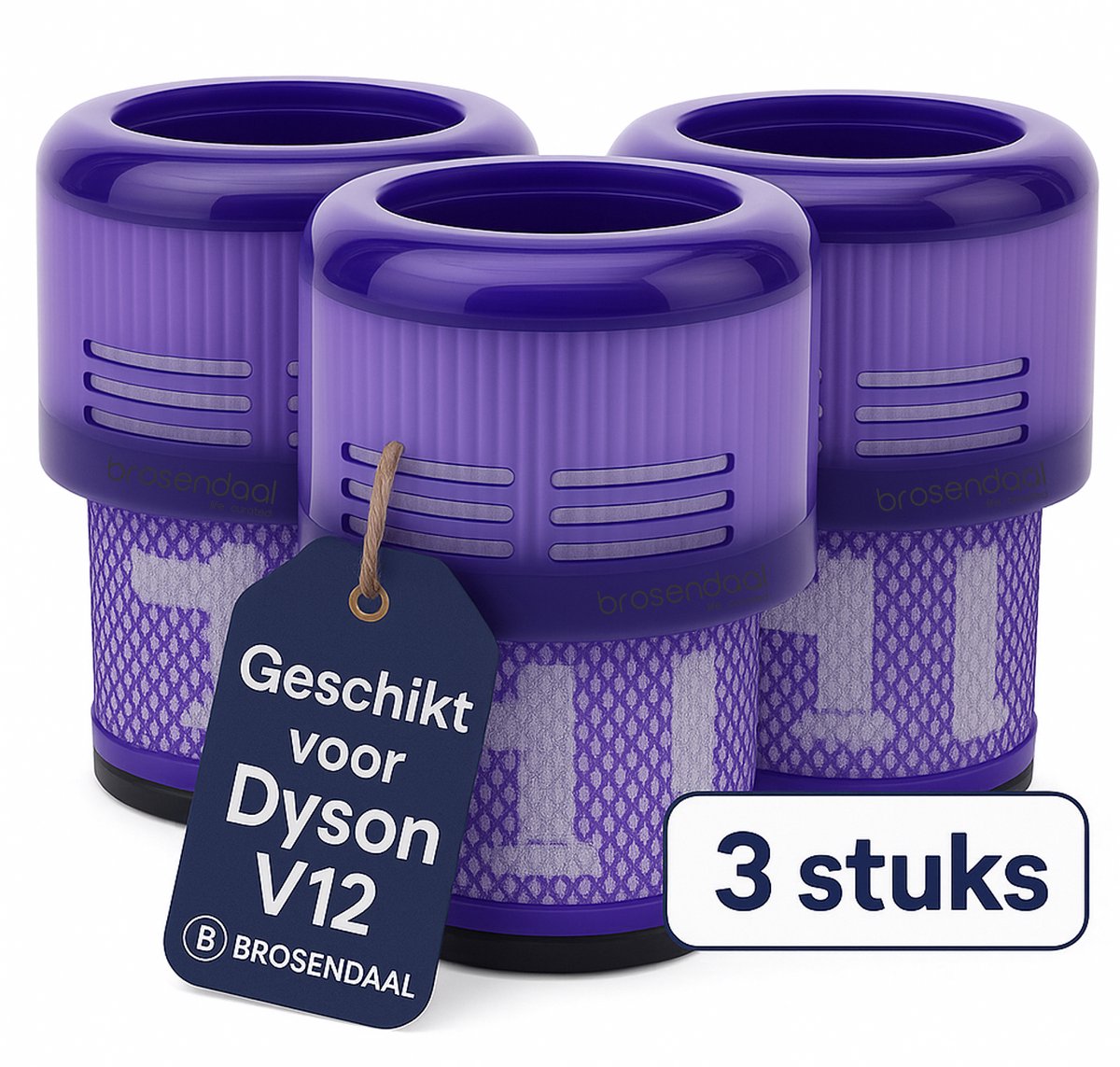 Brosendaal Filter geschikt voor Dyson V12 - Geschikt voor alle V12 modellen - SV20 | SV26 | SV30 | SV46 - Uitwasbaar en Herbruikbaar - 3 stuks