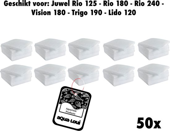 Aqua-Loui® - Filterwatten - Geschikt voor Juwel - Compact (M) - Geschikt voor Bioflow 3.0 - Intern filtersysteem - Aquarium - Geschikt voor Juwel: Rio 125 - Rio 180 - Rio 240 - Vision 180 - Trigon 190 - Lido 200 - Lido 120 - 50 Stuks