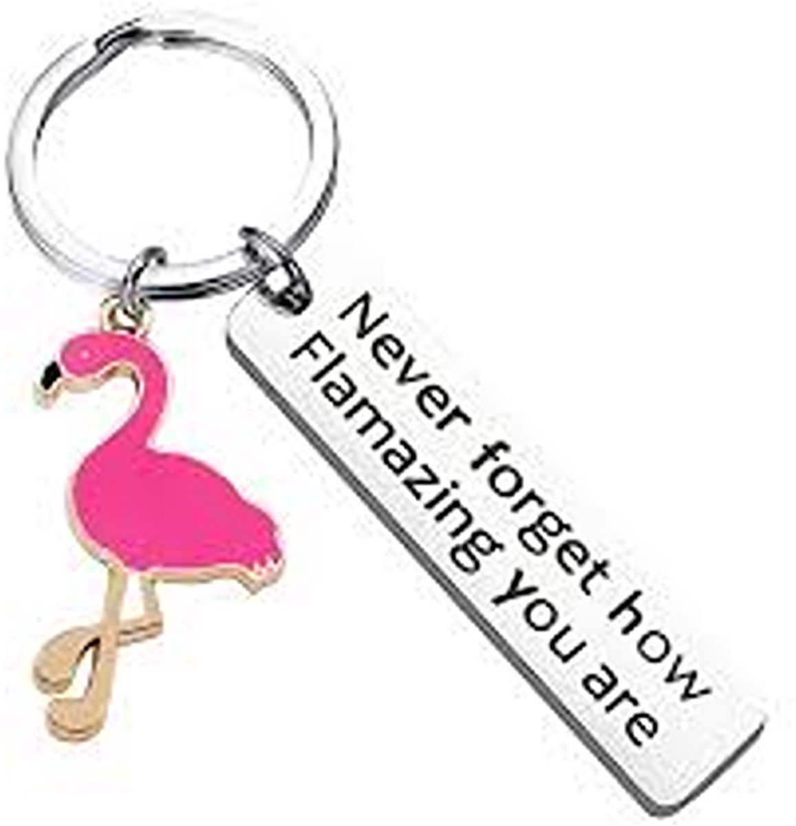 *** Sleutelhanger / Flamingo / Never Forget How Flamazing You Are / Roze sleutelhanger / Tekst - Auto, Fiets & Huissleutel - van Heble® ***