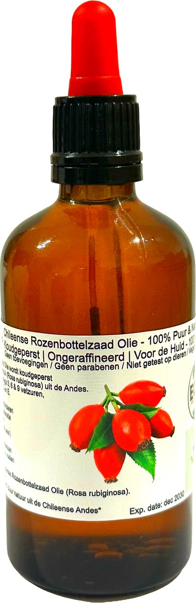 Rozenbottelzaad olie - 100 ML - uit Chili: Andes gebergte - koudgeperst & onbewerkt