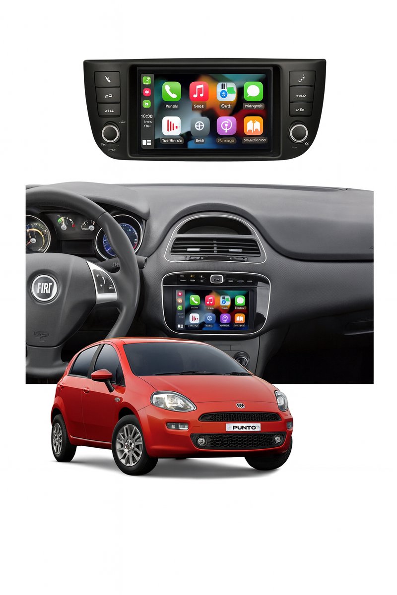 ADIVOX 7 inch geschikt voor Fiat Punto/Linea 2010-2016 Android 14 2GB/32GB Quad Core CarPlay/Auto/Wifi/GPS/RDS/DSP/DAB+