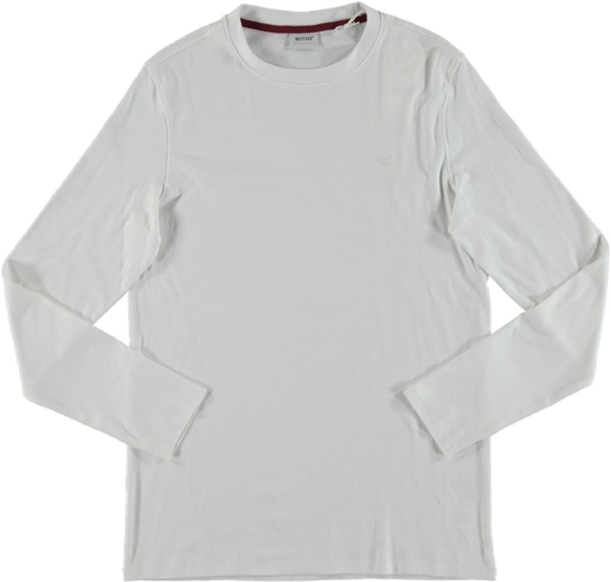 Mustang Heren Longsleeve ARMINTO slim fit Wit S Ronde Hals Volwassenen