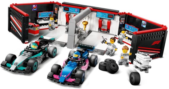 Garage LEGO City F1 avec voitures Mercedes-AMG et Alpine - 60444